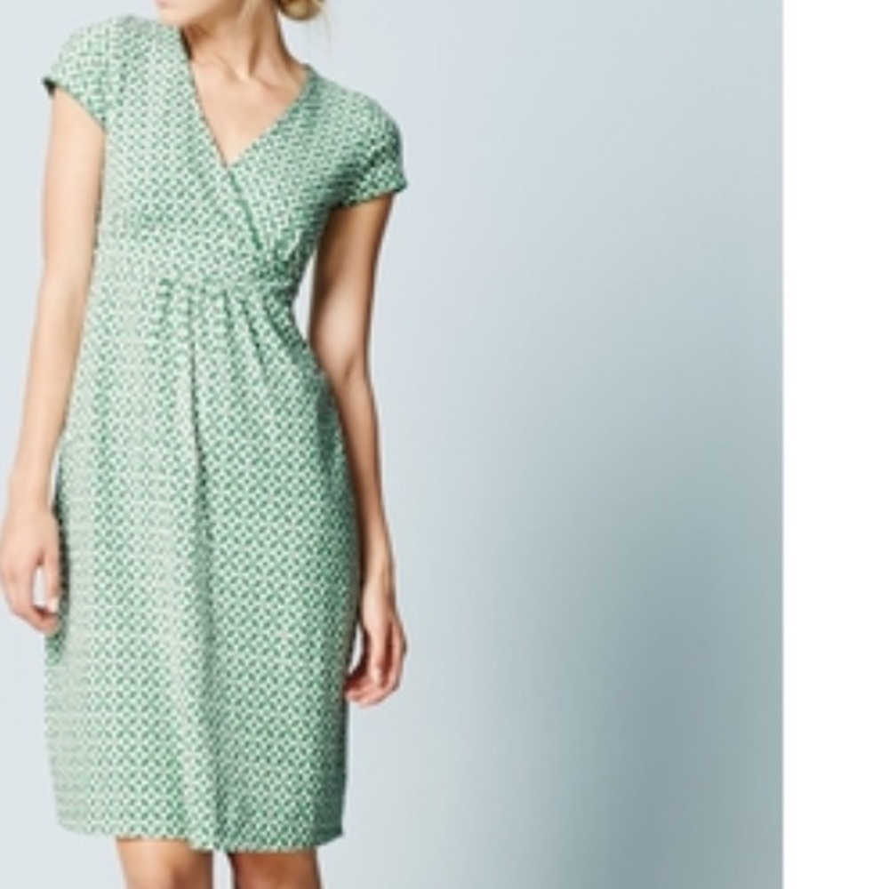 Boden Green and White Wrap Front Dress